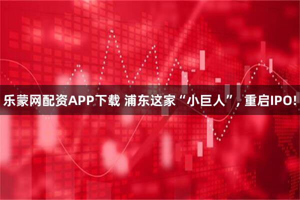 乐蒙网配资APP下载 浦东这家“小巨人”, 重启IPO!